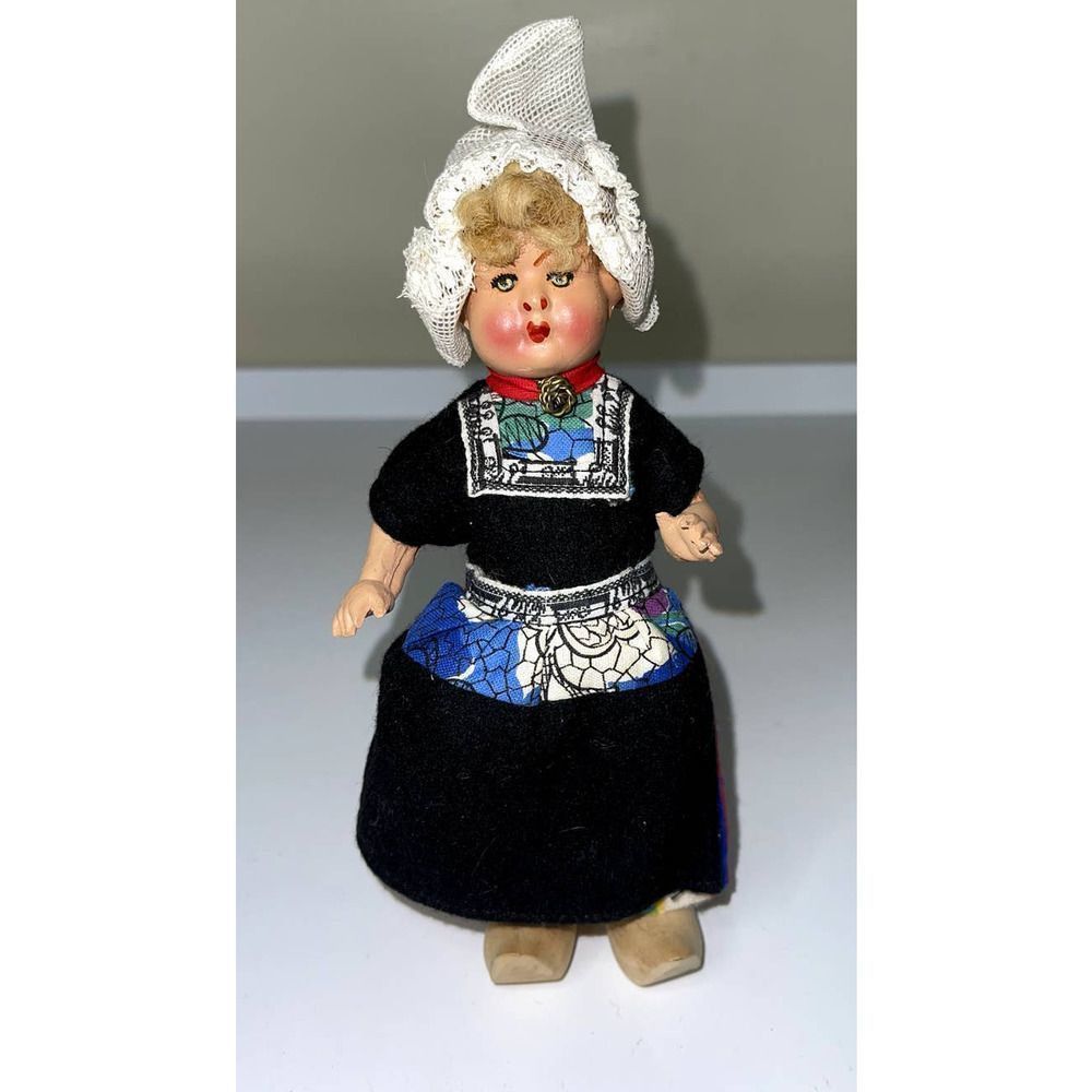Made in Holland Dutch Doll with Clogs Vintage 7 inch Hand Painted - Picture 1 of 6